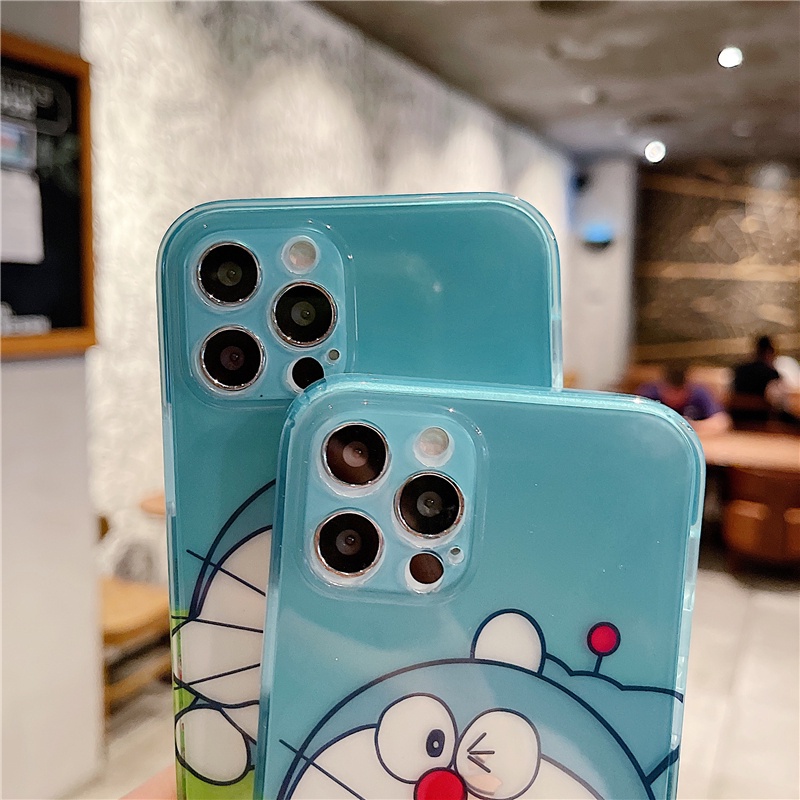 iPhone 11 12 Pro Max 6 6S Plus 7 8 Plus X Xs Max SE 2020 Casing All-inclusive translucent side pattern Doraemon Doraemon TPU Cover Case