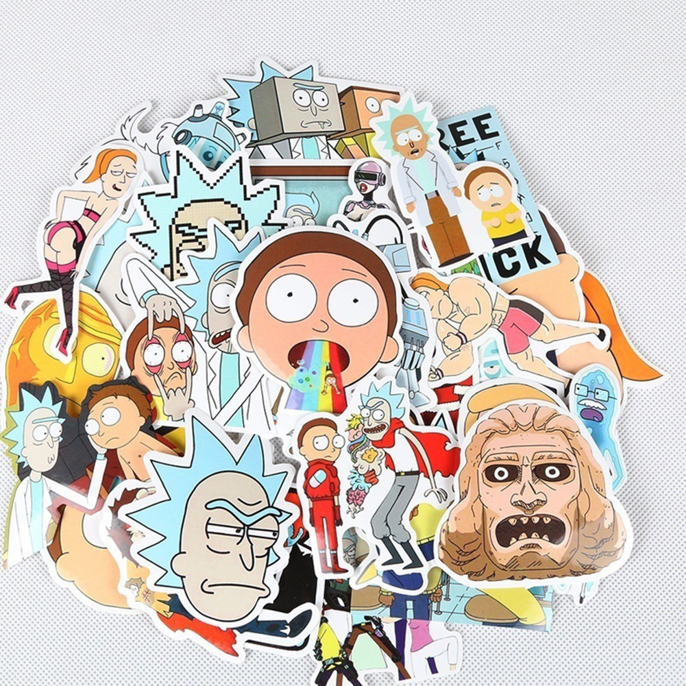 CarAcc 35Pcs/Set Rick and Morty Stickers Decals Drama DIY Decor for Snowboard Luggage