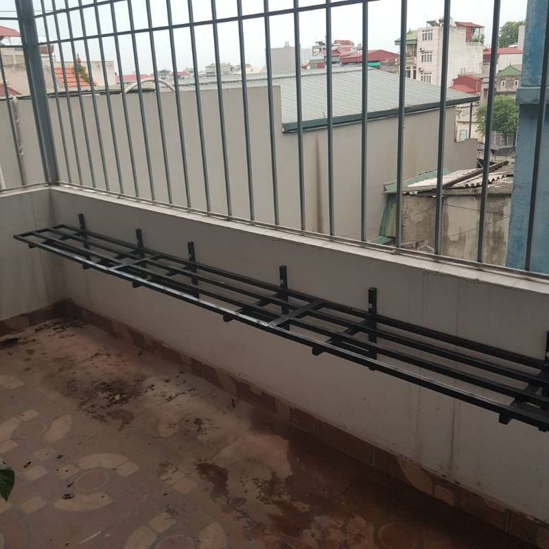 Kệ thép treo tường. Dài 100cm. rộng 20-30cm. 4 nan.hộp thép 14x14mm-hộp thép 20x20mm