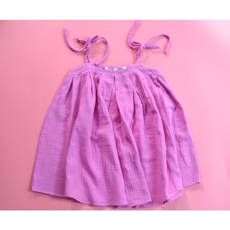 SALE Đầm hai dây xô muslin thêu hoa 2 màu Touch