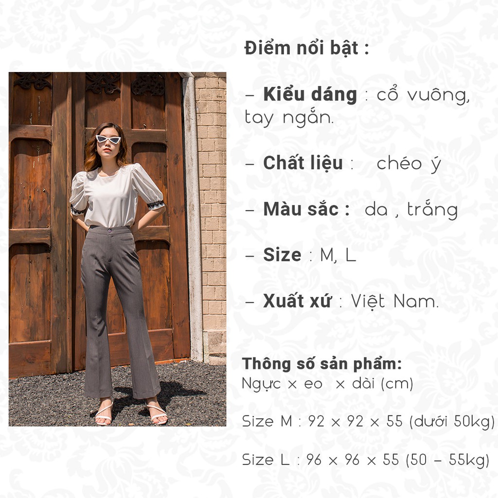 Áo kiểu nữ thời trang Eden tay phối ren - ASM127