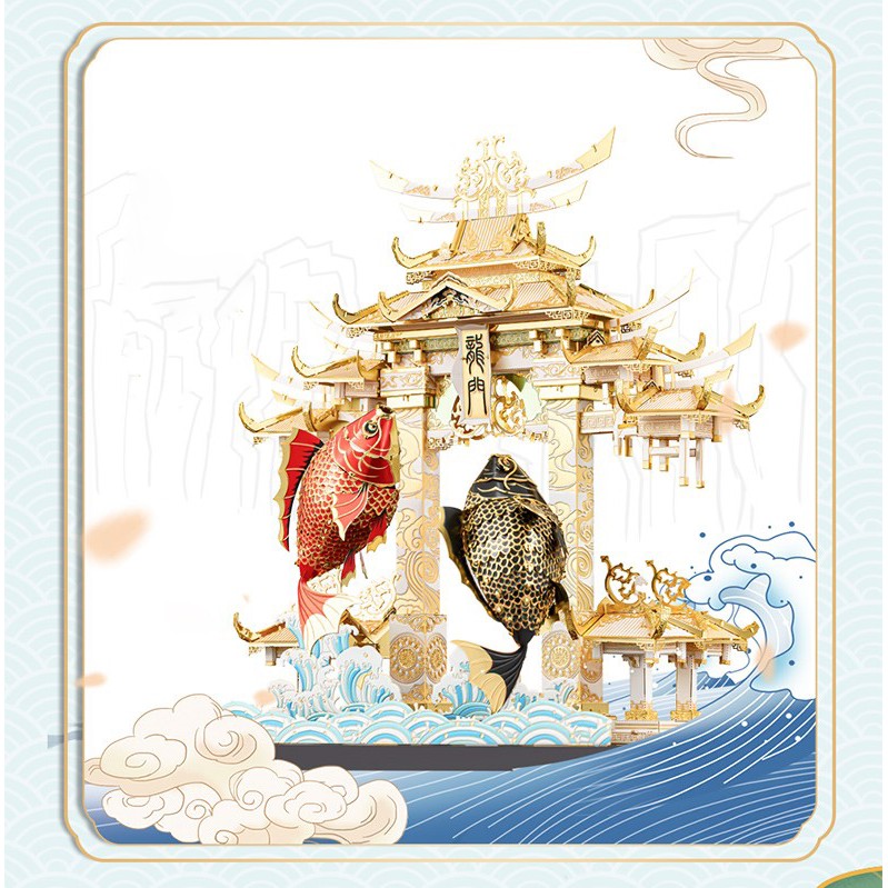 Mô hình lắp ghép kim loại 3d cá chép vượt long môn -có sẵn