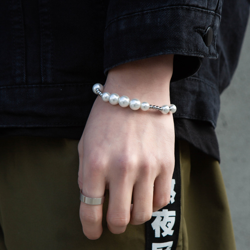 Vòng Tay Đính Hạt Giả Ngọc Trai Phong Cách Hip Hop