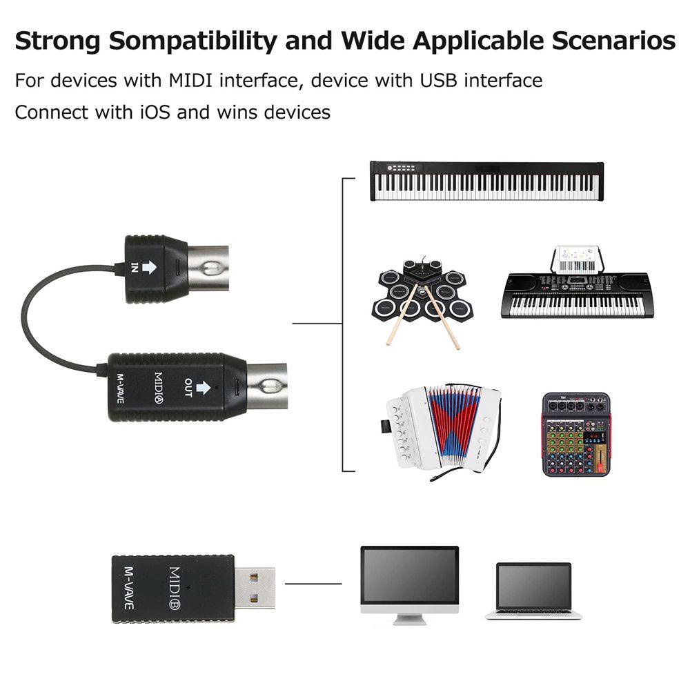 CHOOKEY Dây Cáp Truyền Tín Hiệu MIDI Sang USB Mini Hỗ Trợ Hệ Thống Wins