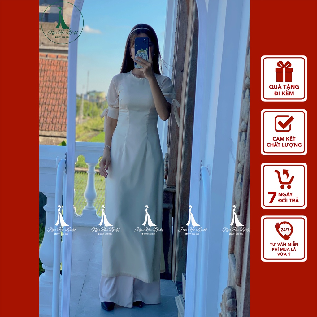 Áo Dài Cách Tân Nữ Tay Bồng Nơ TK01