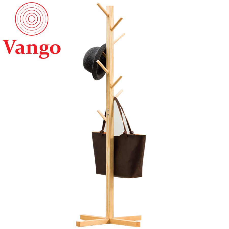 Cây treo quần áo đứng bằng gỗ tự nhiên Vango V6, Cây phơi, cây móc quần áo đa năng, hiện đại, sang trọng