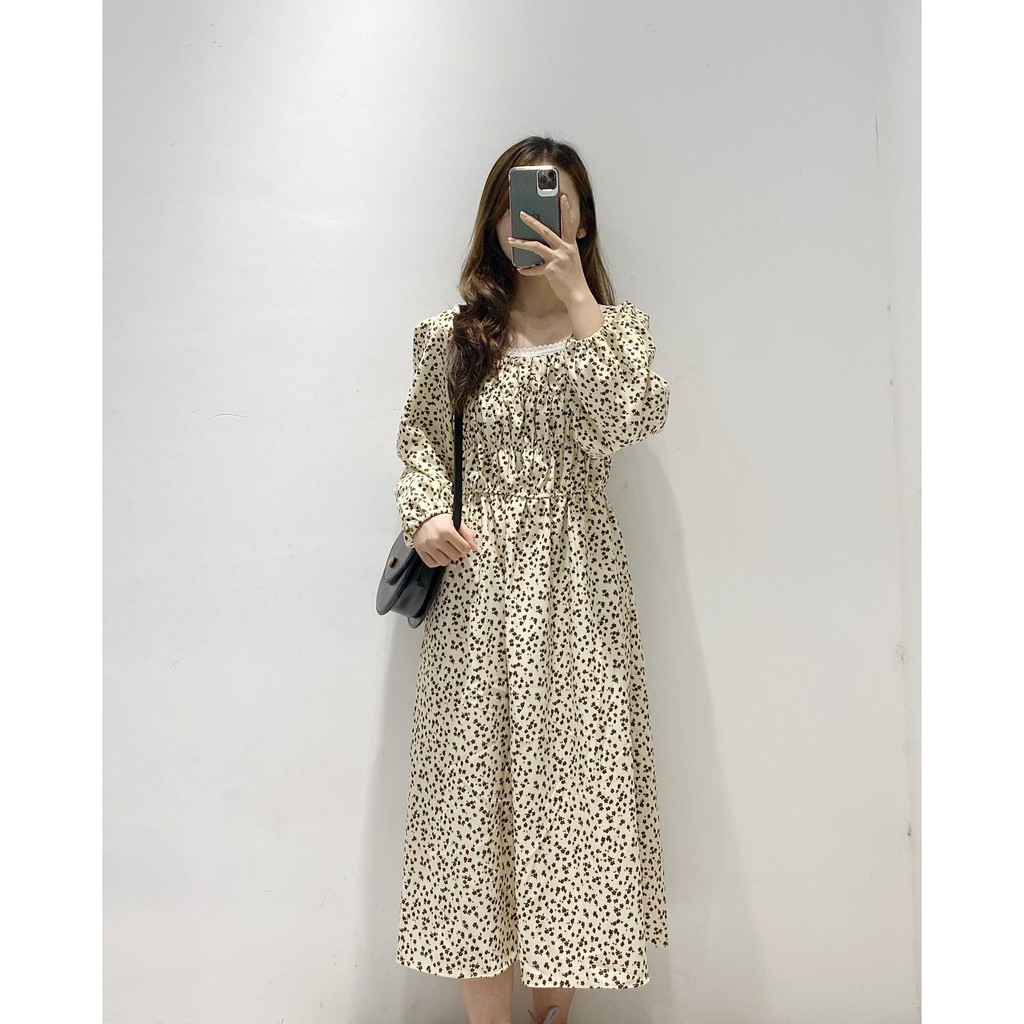 (FREESHIP) Đầm hoa nhí cổ vuông quảng châu cao cấp Ulzzang