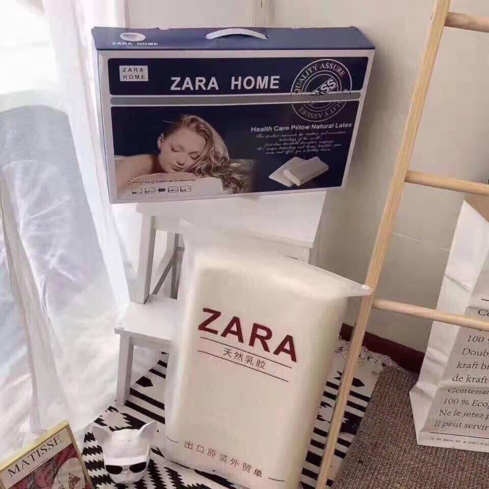 Gối ngủ chống mỏi cổ cho người lớn bằng cao su tự nhiên mềm mại Zara, màu trắng phù hợp cho mọi người