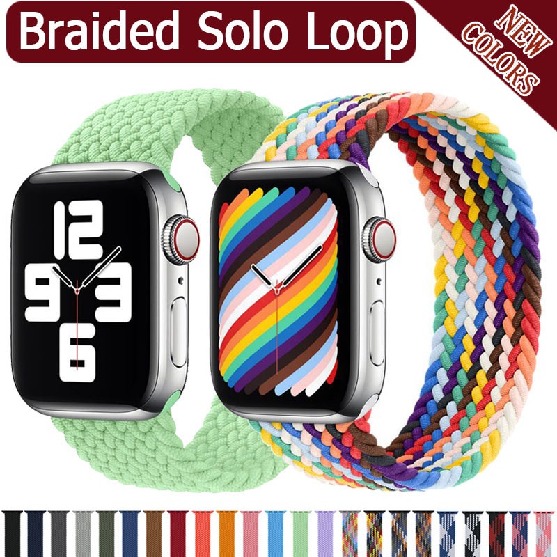 Dây đeo đồng hồ thông minh sợi nylon bện đơn đàn hồi màu mới thích hợp cho Apple iWatch 6 SE 5 4 3 44mm 40mm 38mm 42mm