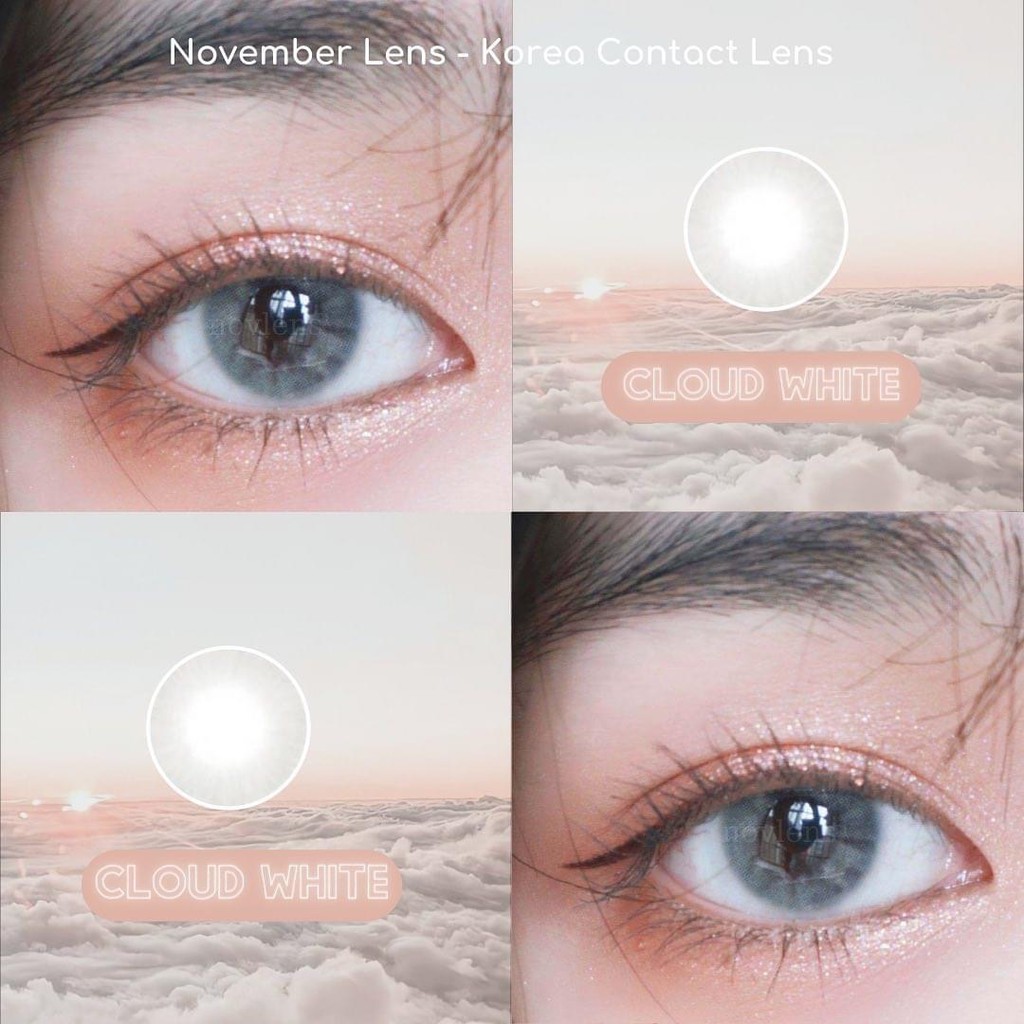 Kính áp tròng Cloud White Hàn Quốc màu xám tây không viền