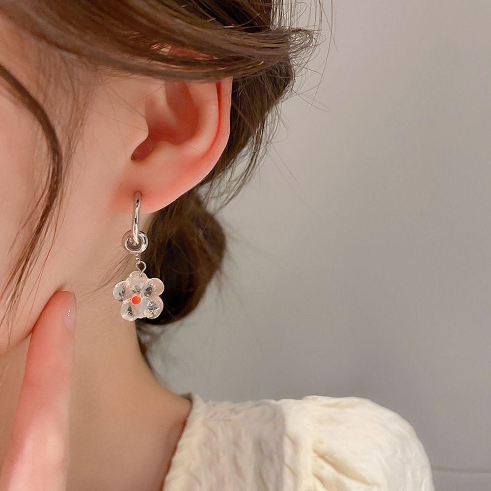 Bông Tai Dáng Dài Trong Suốt Phong Cách Retro Thanh Lịch Cho Nữ