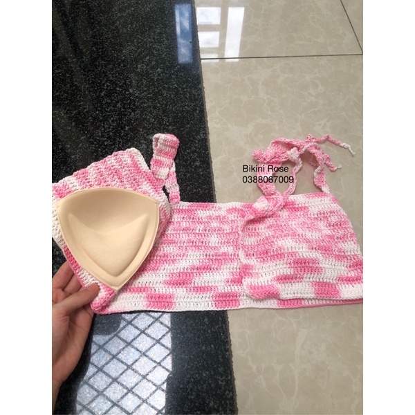 ÁO LEN MÓC HANDMADE MÀU HỒNG LOANG