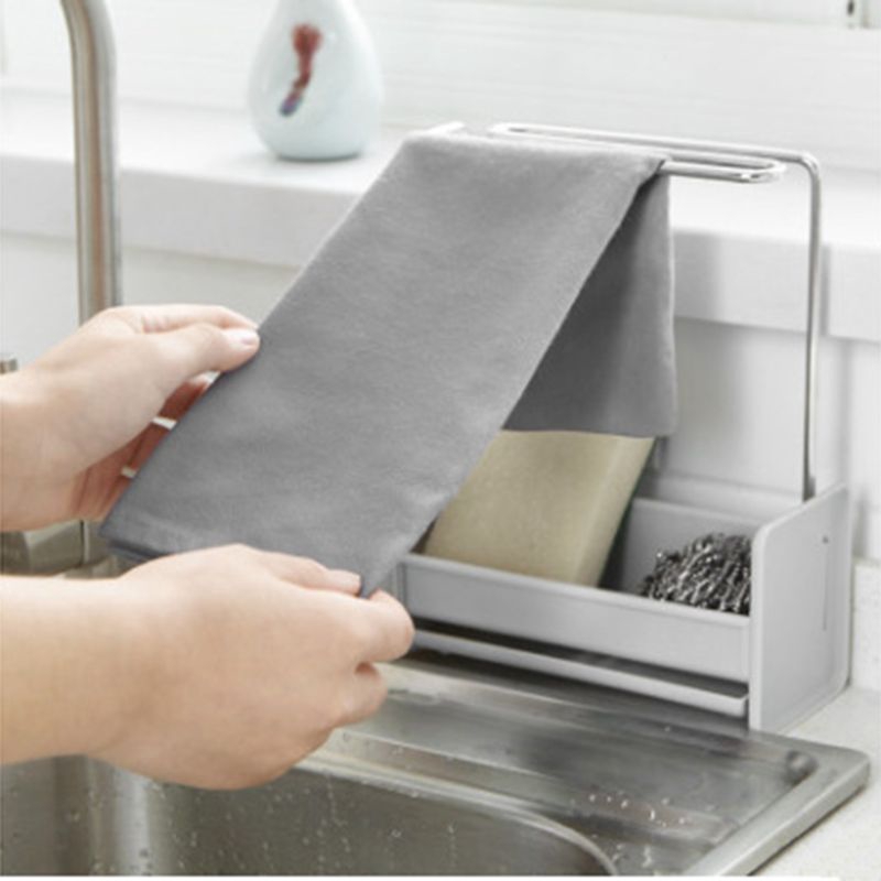 Khay đựng mút rửa chén và treo khăn dùng cho bồn rửa nhà bếp thiết kế tiện dụng