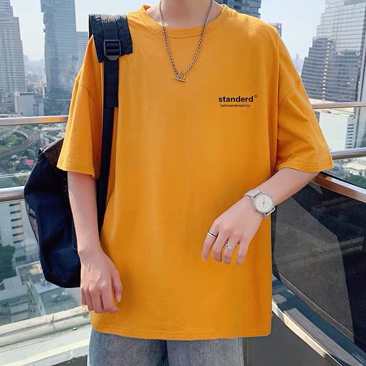 Áo Thun Nam Unisex Màu Vàng Nghệ In Logo standerd DLX