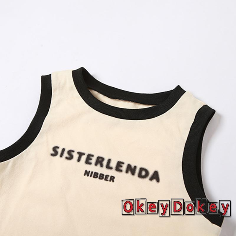 Áo Lửng Không Tay Cổ Tròn In Chữ Thời Trang Cho Nữ