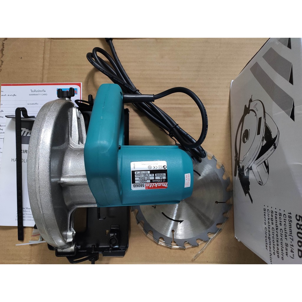 Máy cưa đĩa Makita 5806B, Made in Thái Lan ,đường kính đĩa 185mm, 1050W, dây đồng, cưa thẳng hoặc nghiêng 45 độ.