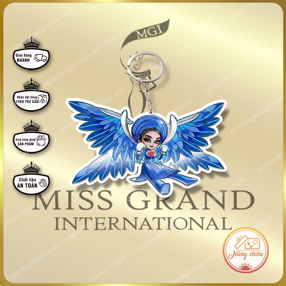Móc khóa chibi in hình hoa hậu Thùy Tiên xinh đẹp, Phụ kiện treo xe, quà tặng sinh nhật ý nghĩa