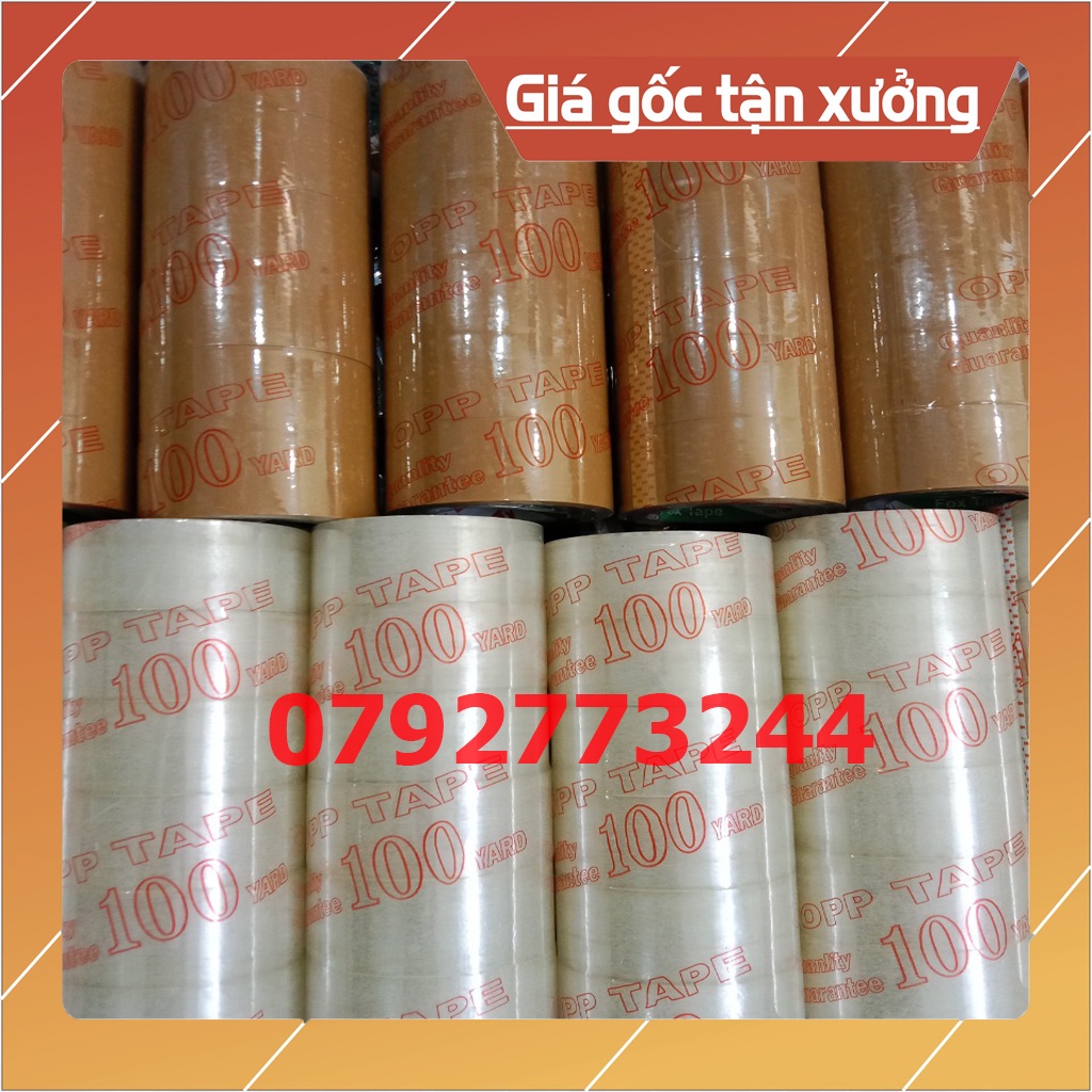 Combo 6 cuộn băng keo  trong đục 100 yard, lõi 5li