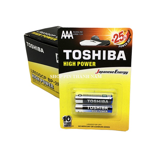 Pin AAA Toshiba alkaline Vỉ 2 Viên Chính Hãng Dung Lượng Cao