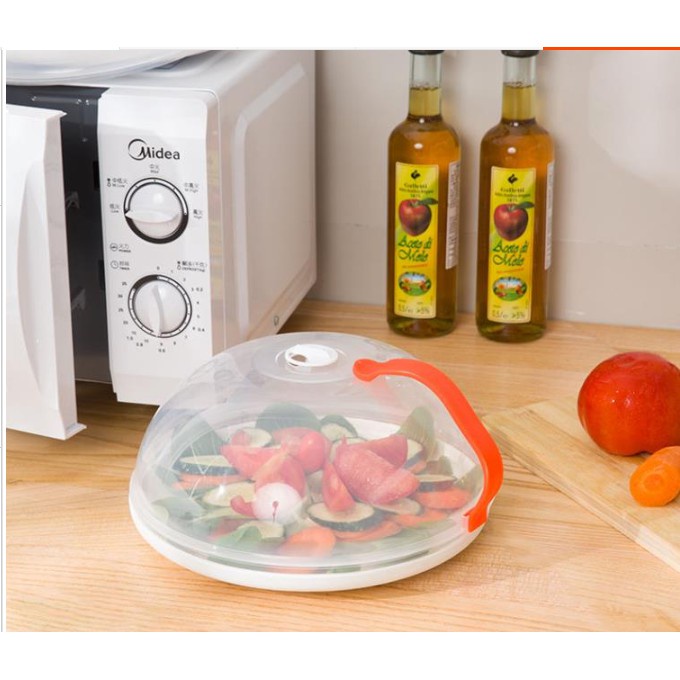 Nắp chịu nhiệt đậy thức ăn lò vi sóng có tay cầm và lỗ thoát hơi