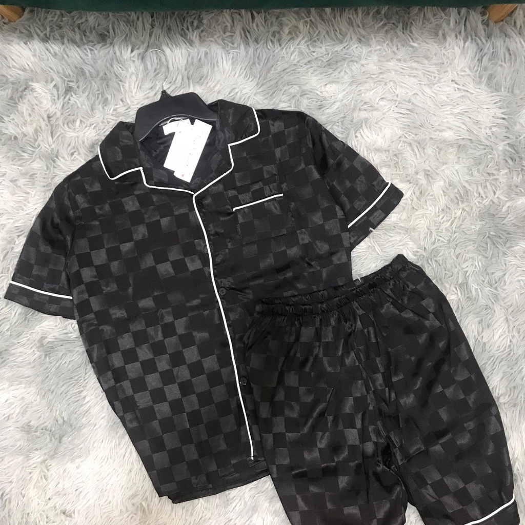 Bộ Đồ Pijama Lụa Cộc Tay Chất Lụa Gấm Cao Cấp