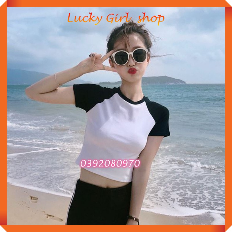 Bikini Bộ Bơi Đồ Bơi Nữ Áo Croptop Tay Ngắn Kèm Quần Đùi Kiểu Dáng Thể Thao Free Size Dưới 55Kg - Lucky Girl shop | BigBuy360 - bigbuy360.vn