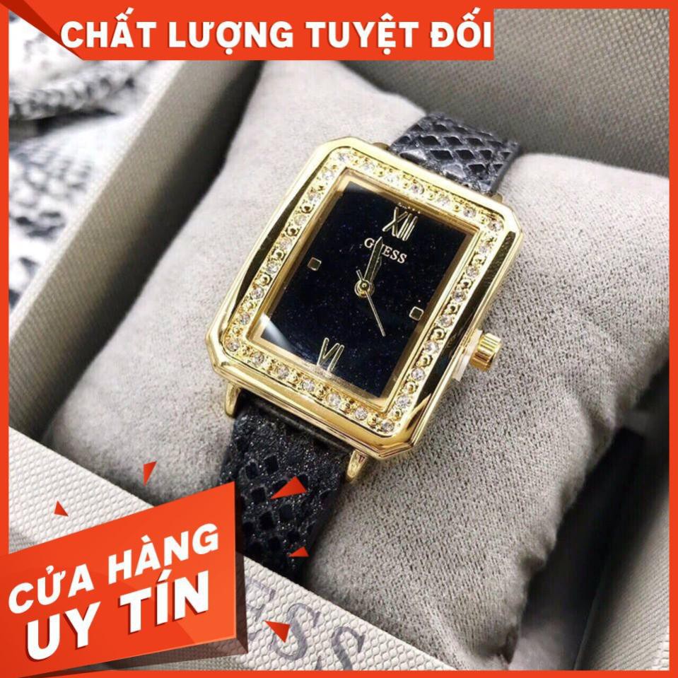 Đồng hồ Nữ Guess dây da kim tuyến đẹp dịu dàng  - Bảo hành 12 tháng