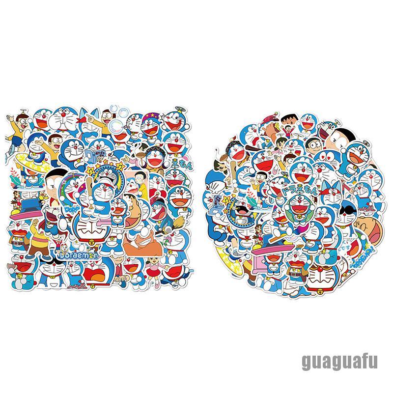Bộ 50 hình dán Doraemon trang trí laptop/xe máy/xe hơi xinh xắn