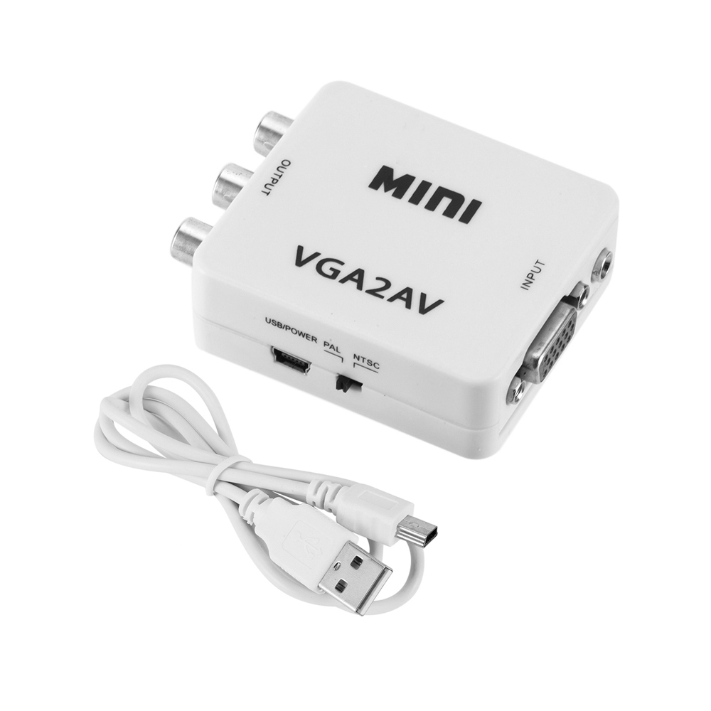 Mini VGA to AV RCA 1080P Converter PC to HDTV Adapter