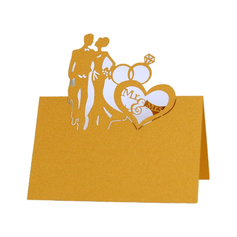 Thẻ Tên Để Bàn Tiệc Cưới Hình Trái Tim Phong Cách kiss MRS