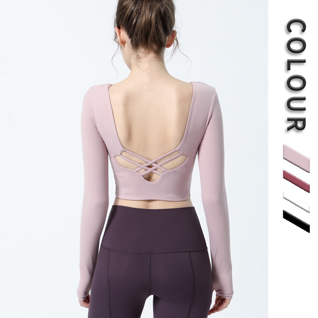 Alaba Áo Thun Thể Thao Tay Dài Có Đệm Ngực Lưng Đẹp Phong Cách Âu Mỹ Tập Yoga Mùa Thu Và Mùa Đông