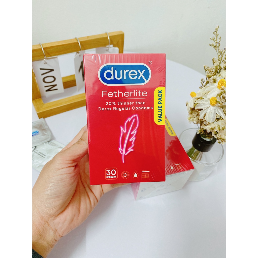 [Chuẩn Úc - Date 2026) Bao cao su siêu mỏng Durex Fetherlite Hộp 30 chiếc