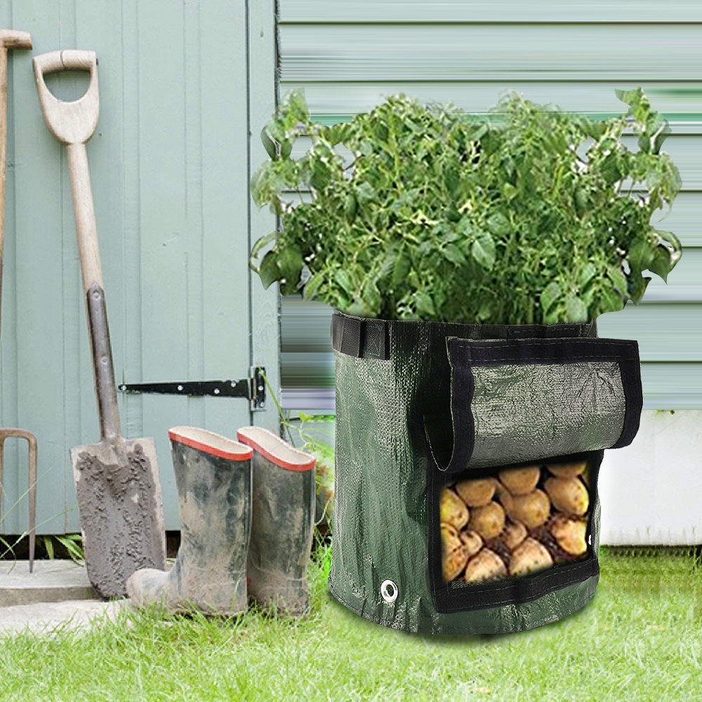 Set 2 Túi Trồng Cây 7 / 10 Gallon Bằng Vải Có Nắp Đậy