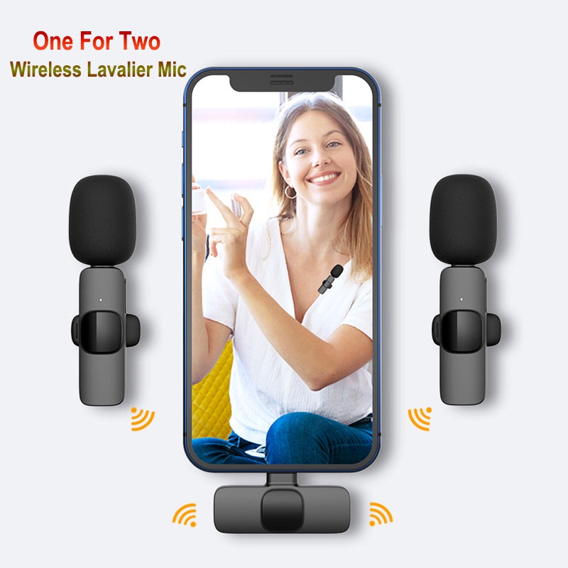 Micrô lavalier không dây giảm tiếng ồn ghi âm video dành cho iphone android
