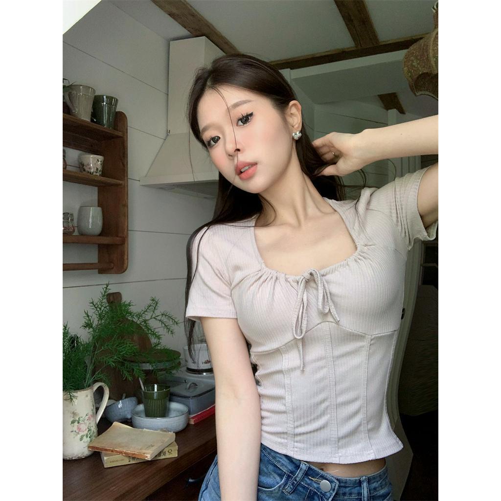 Áo Thun Cột Dây Tay Ngắn Phong Cách Xuân Hè Mới 63081