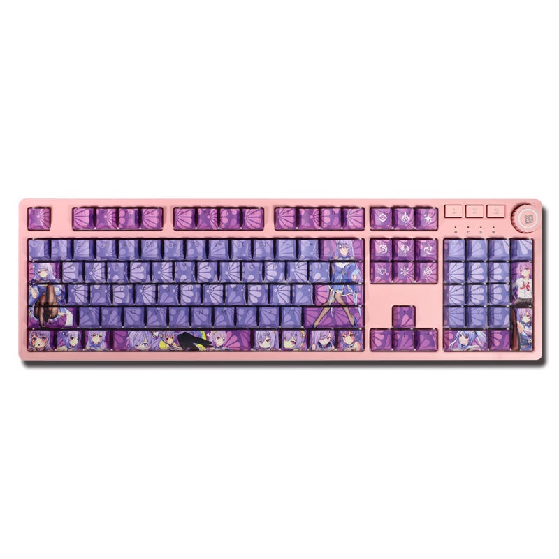 Keqing keycaps Cherry Profile anime Genshin Impact theme PBT Dye thăng hoa bàn phím cơ học keycap 108 phím