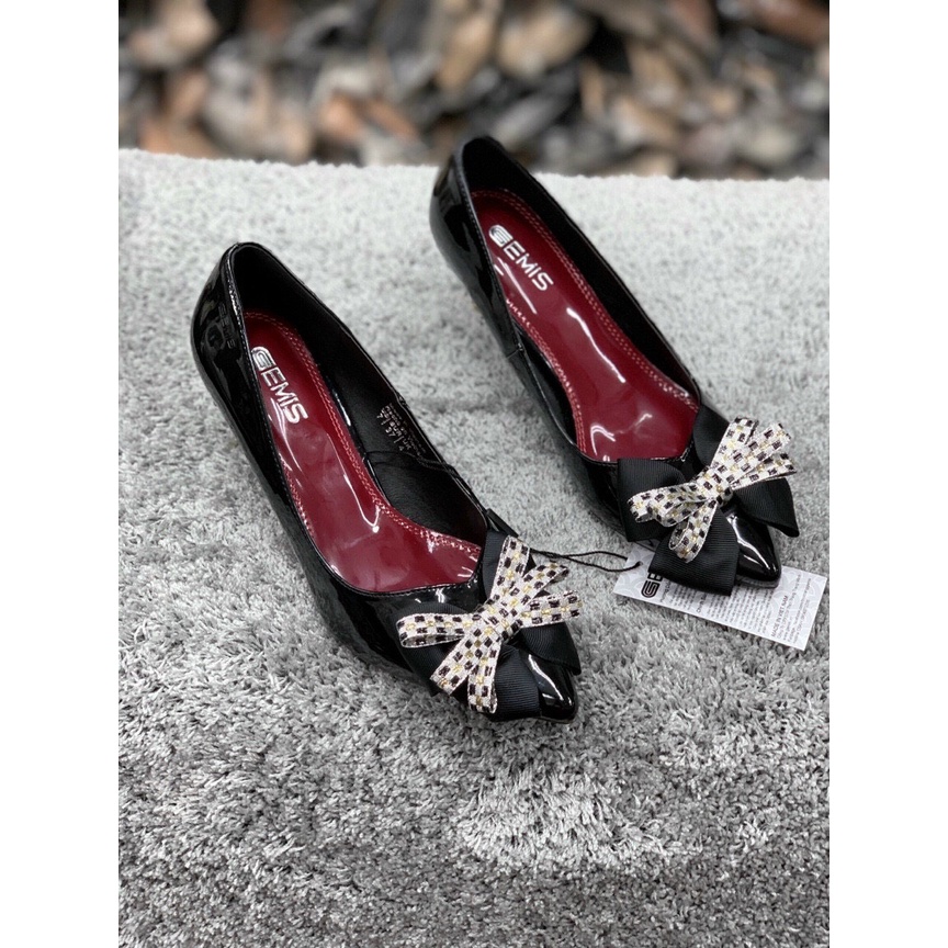 Giày Cao Gót Nữ mũi nhọn có nơ thanh lịch xinh xắn gót 5p