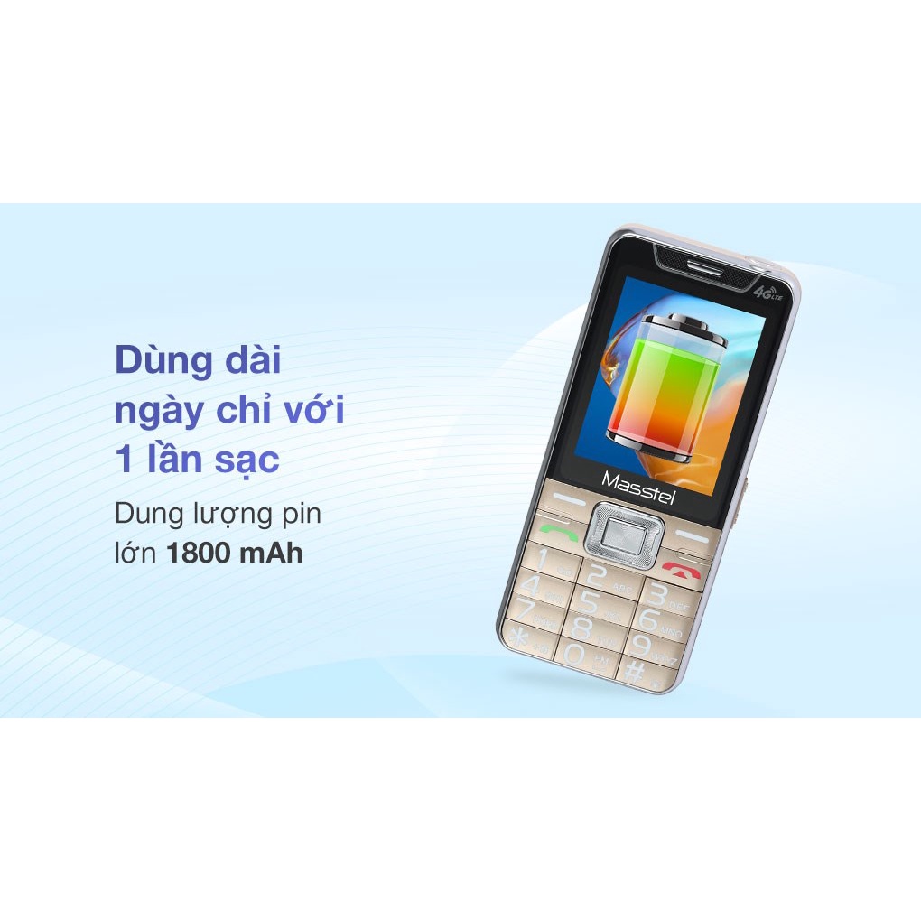 Điện Thoại Masstel iZi 55 4G - Màn Hình Lớn, Loa To, Đèn Pin Siêu Sáng, Nghe Nhạc, FM Không Dây, Lướt Web