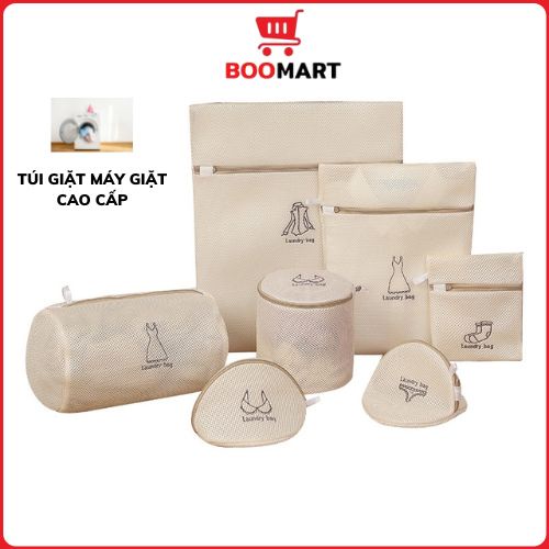 Túi lưới giặt đồ máy giặt, túi giặt quần áo, áo ngực, đồ lót, áo lót và giày, túi dày dặn có khóa kéo -Boomart