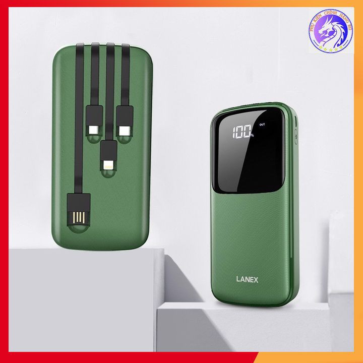 Pin Sạc Dự Phòng 4 In 1 ( Type-C + Micro + Lightning + USB ) + 1 Cổng USB 2.1A 10000 MAH Lanex LPB - N25 - Màn Hình Led