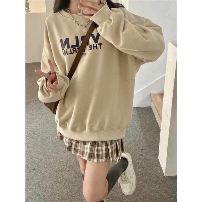 Set Áo Sweater Kèm Chân Váy Tennis Nữ[FREESHIP]🌸Bộ màu nude Basic chân váy cạp cao🎀 | BigBuy360 - bigbuy360.vn