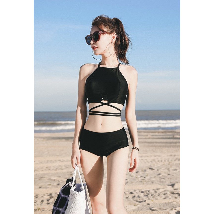 Bộ bơi set 3 áo yếm mầu đen, quần, kèm buộc chân váy ( Mã : 76133  ) | BigBuy360 - bigbuy360.vn