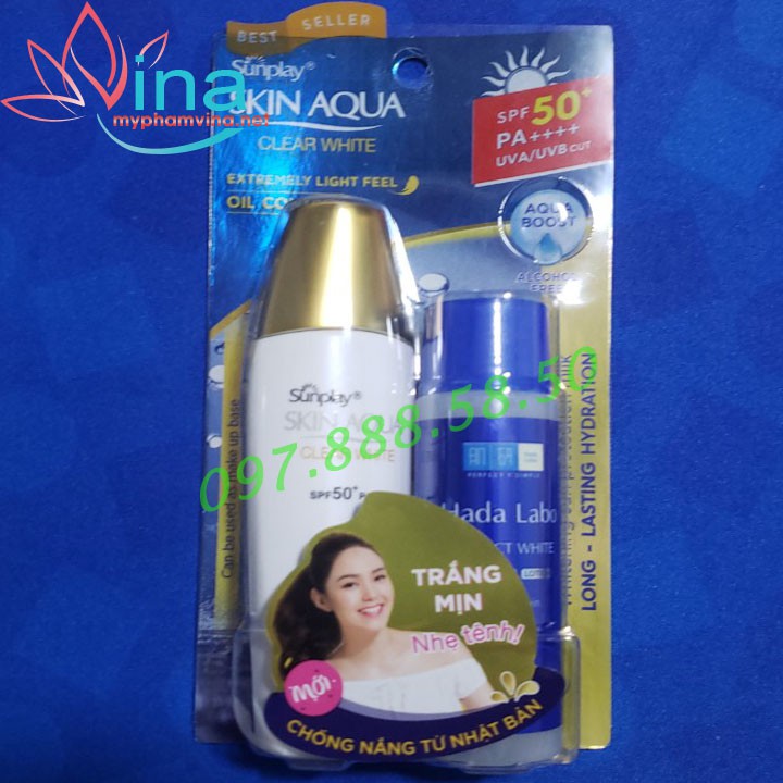 Kem chống nắng dưỡng da trắng mịn Sunplay Skin Aqua Clear White SPF50+, PA++++ 25gr | BigBuy360 - bigbuy360.vn