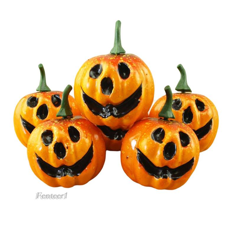 1 [Fenteer] Set 6 Quả Bí Ngô Nhân Tạo Trang Trí Halloween