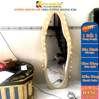 Gương toàn thân hạt đậuung gỗ có chân di động dựa tường treo tường phủ nhung giá rẻ kích thước 60x170 cm - guonghoangkim