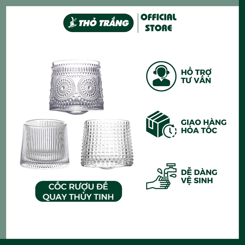 Cốc Thủy Tinh, Ly Thuỷ Tinh Rock Deli Đế Xoay Cao Cấp 170ml