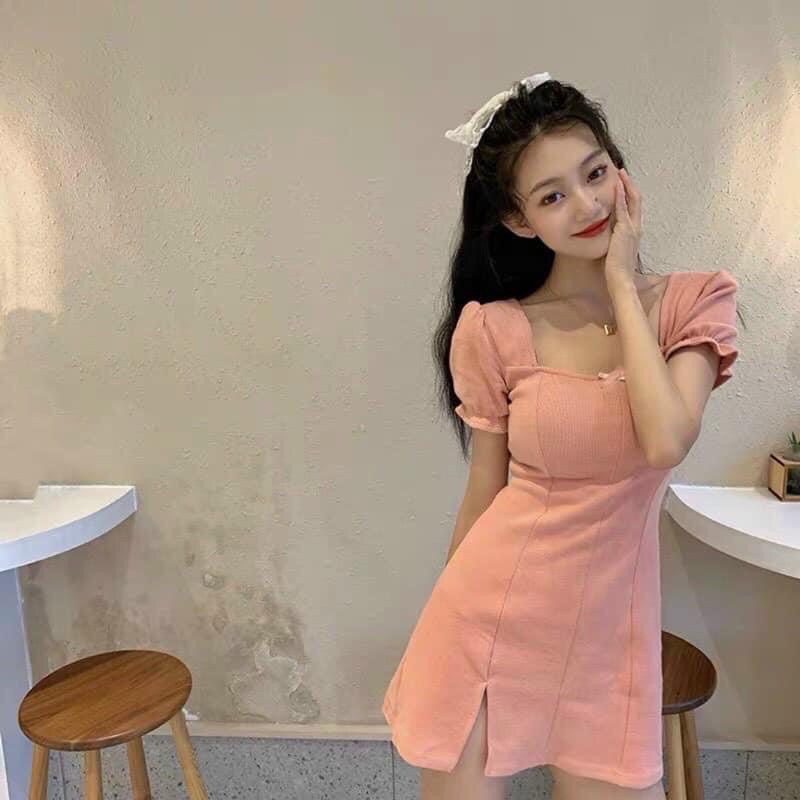 [VNXK] ĐẦM HỒNG CỔ VUÔNG XẺ ĐÙI | BigBuy360 - bigbuy360.vn