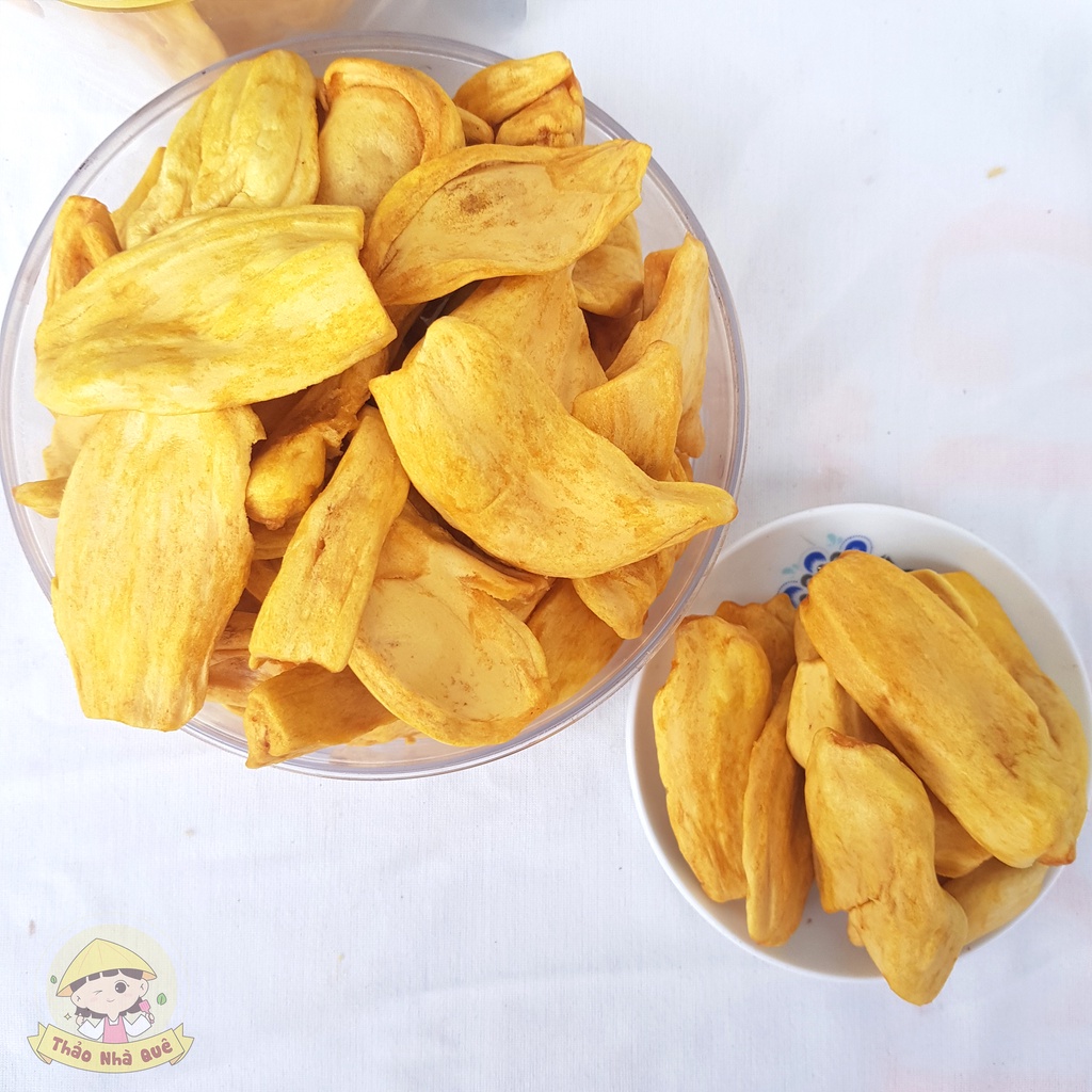 Mít sấy khô xuất khẩu,mít thái A giòn ngon ngọt loại 1 nguyên cánh 500g - Đồ ăn vặt ăn tết ngon