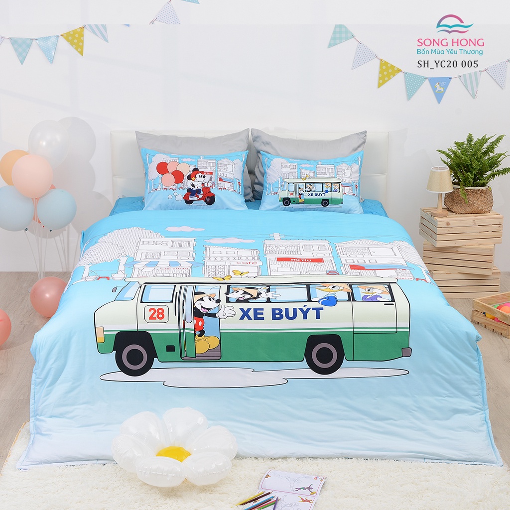 Bộ chăn ga gối trẻ em 1.8*2m dòng Disney - Sông Hồng chính hãng - Chất cotton