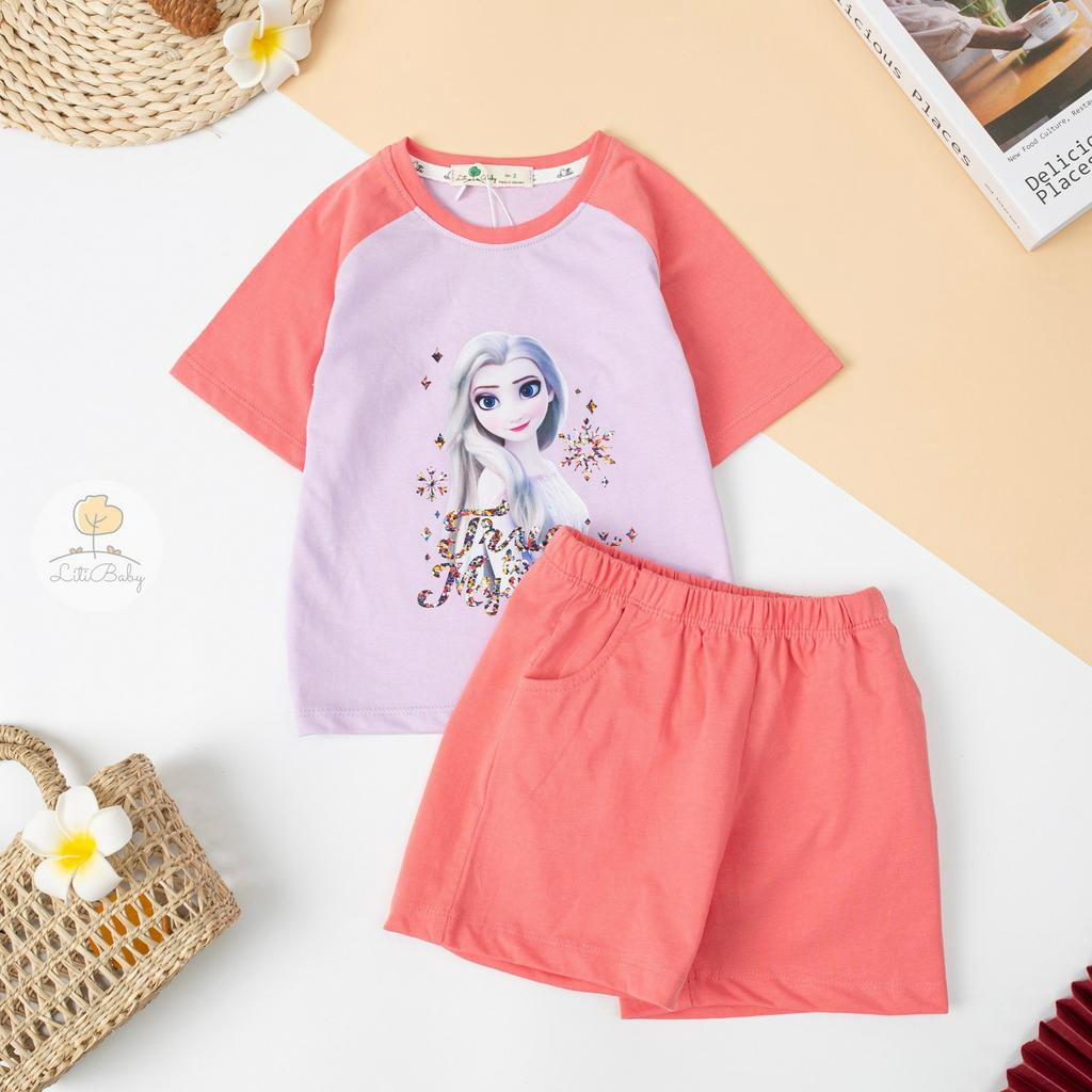 Bộ cộc tay bé gái LITIBABY size 2-8T ( 11-25 kg ) . Chất mềm đẹp mát xinh